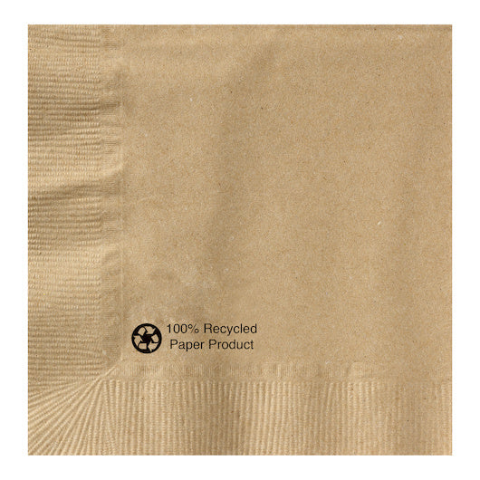4-PACK OF 10 Inch X 10 Inch 1 Ply 100% Recycled Kraft Beverage Napkin Hoffmaster, 4 - 250 EA