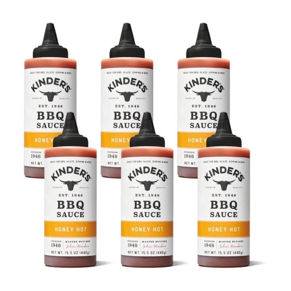 6-PACK OF Sauce Bbq Honey Hot Squeeze Kinders 15.5 fz