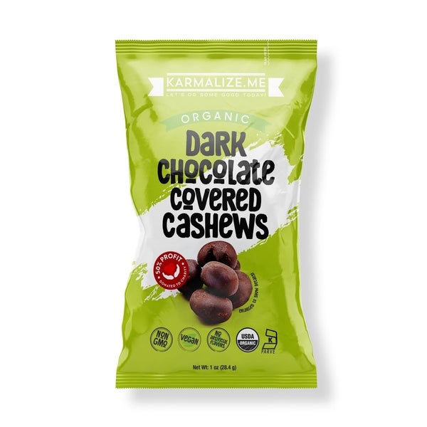24-PACK OF Organic Cashews Dark Chocolate Covered, Karmalize