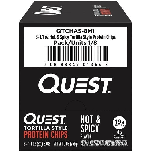 8-PACK OF Hot & Spicy Tortilla Chips Quest Nutrition, 8 - 1.1 OZ