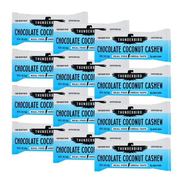 12-PACK OF Bar Nutritional Chocolate Coconut Cashew Thunderbird 1.7 oz
