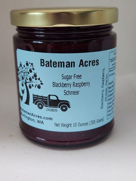 12-PACK OF Spreads, Jams, Sugar-Free Blackberry Raspberry Schmear, 10 ounces, 12 ct Bateman Acres