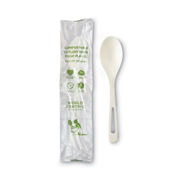 750-PACK OF Cutlery Plastic Eco-Friendly World Centric 6-Inch TPLA Compostable Cutlery Spoon - 750 Count, White
