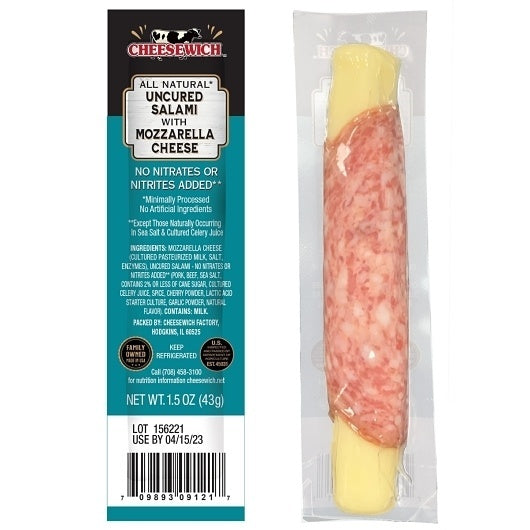24-PACK OF Mozzarella Cheese Wrapped With All Natural Uncured Salami Cheesewhich Cheese, 2 - 12 - 1.5 Oz