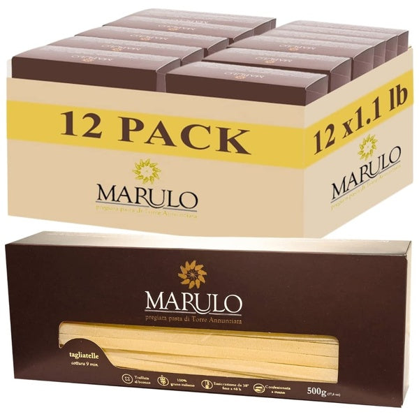 12-PACK OF Marulo, Tagliatelle Pasta, Artisan Bronze Die-Cut Pasta, Pack of 12 x 1.1 lb