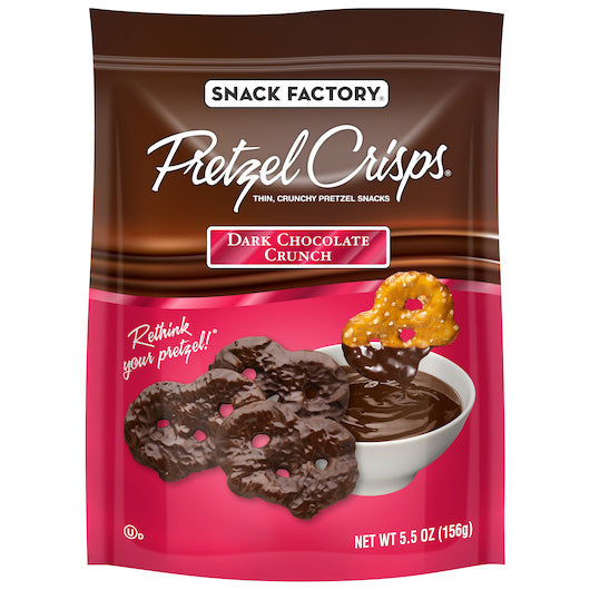 12-PACK OF Pretzel Crisps Dark Chocolate Snack Factory, 12 - 5.5 Oz