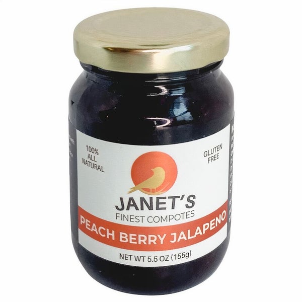 12-PACK OF Compote Peach Berry Jalapeno, Janet's Finest