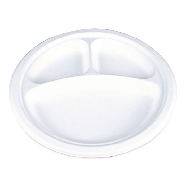 500-PACK OF Plate 3comp SCT 18163WPF 10-Inch 3-Compartment Molded Fiber Plates - Eco-Friendly Tableware (500 Count)