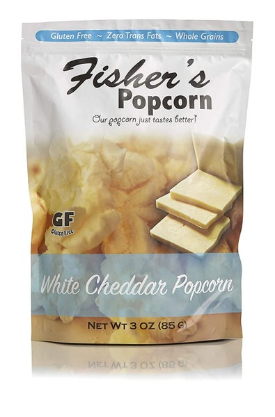 12-PACK OF Popcorn White Cheddar Large Pouch, Fisher’s Popcorn