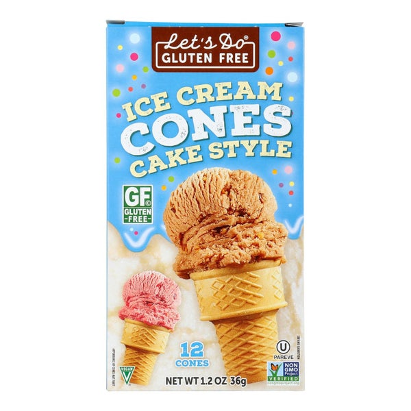 12-PACK OF Cone Plain Gluten Free Let's Do Organic 1.2 oz