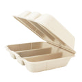 300-PACK OF CONTAINER FOOD COMPOSTABLE MOLDED FIBER 3-C TACO HINGED 8 X 7 INCH DISPOSABLE