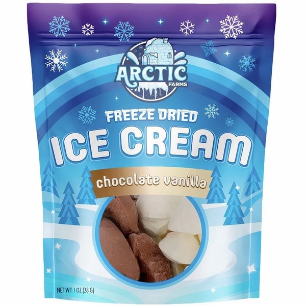 12-PACK OF Candy, Freeze Dried Ice Cream - Chocolate Vanilla, Arctic Farms
