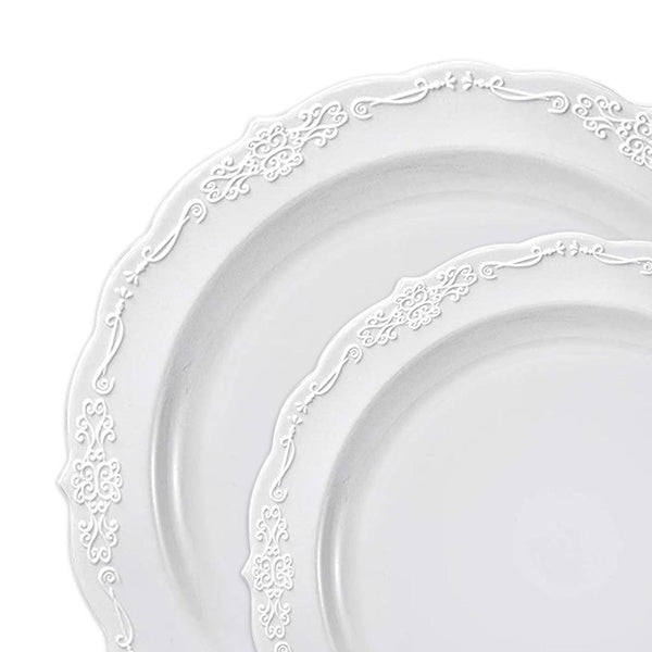 120-PACK OF Plate Set Plastic Vintage Dinnerware