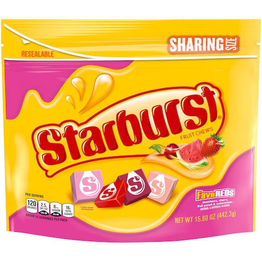 6-PACK OF Fave Reds Stand Up Pouch Starburst, 6 - 15.6 Oz