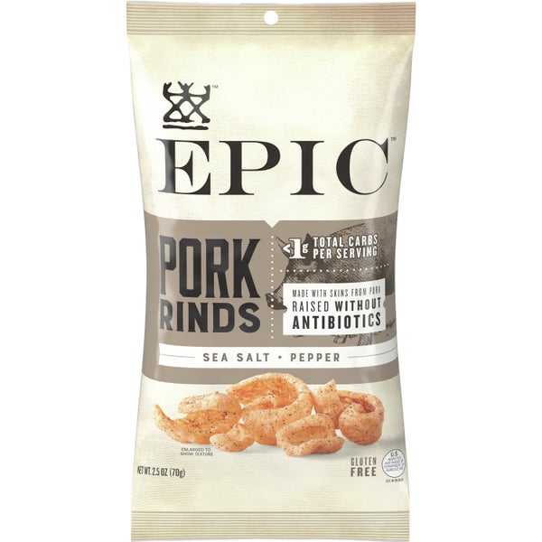 12-PACK OF SNACK PORK RIND SEA SALT PEP