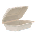 200-PACK OF Dart 206FBRHT1 6.41 in. x 9.22 in. x 3 in. ProPlanet Seal Compostable Molded Fiber Hinged Trays - Natural (200/Carton)