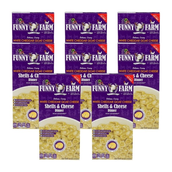 8-PACK OF Macaroni & Goat Cheese White Cheddar Funny Farm 6 oz