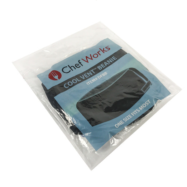 EA-PACK OF HAT CHEF BEANIE BLK COOL VENT