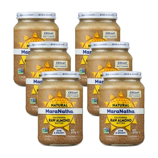 6-PACK OF Almond Butter Raw No Salt Maranatha 16 oz