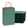 100-PACK OF Bag Paper 6x3x9 Inch 100 Count Green 100 GSM Extra Small Prime Line Packaging Kraft Paper Bags with Handles, Shopping Bags for Small Business, Restaurant, Retail, Delivery, in Bulk