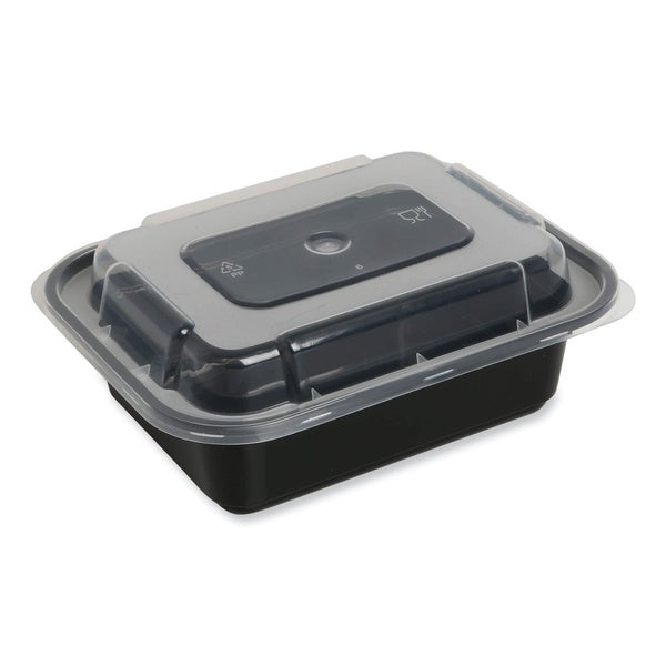 150-PACK OF Container Food GEN FCPP-BC-12RECT Rectangular Plastic Microwavable Food Containers - 12 oz, Black/Clear, 150 Count for Takeout and Delivery