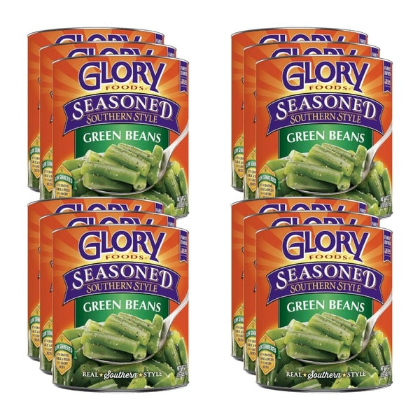 12-PACK OF Vegetable Green String Beans Glory Foods 27 oz