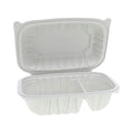 170-PACK OF Container Food Pactiv Corp. EarthChoice Vented Microwavable Plastic Hinged Lid Container - 2 Compartment (9 x 6 x 3.1 inches) - Eco-Friendly Packaging, 170 Containers per Carton