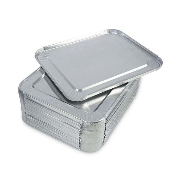 100-PACK OF Boardwalk BWKLIDSTEAMHF 10.5 in. x 12.81 in. x 0.63 in. Aluminum Steam Table Pan Lids (100/Carton)