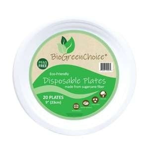 20-PACK OF PLATE PAPER BIOGREENCHOICE PFAS-FREE COMPOSTABLE FIBER MOLDED PLATE 9"