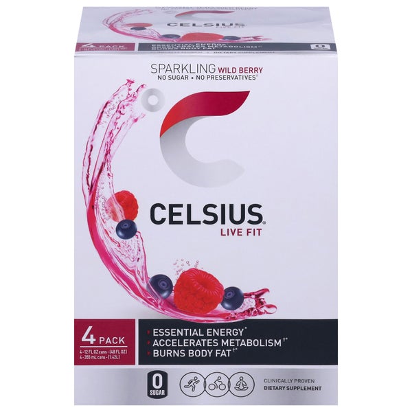 6- PACK OF Drink Energy Wild Berry Celsius 4/12 fz