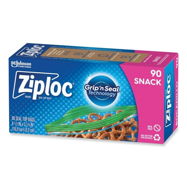 1080-PACK OF Bag Snack Ziploc Seal Top Snack Bags - 6.5 x 3.25 Inches - Clear, 1080 Bags per Carton for Fresh Food Storage