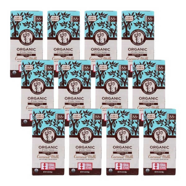12-PACK OF Chocolate Bar Dark Chocolate Coconut Equal 2.8 oz