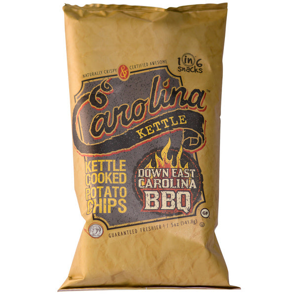 14-PACK OF Chip Potato Kettle Cooked, Down East Carolina Bbq, 1in6 Snacks