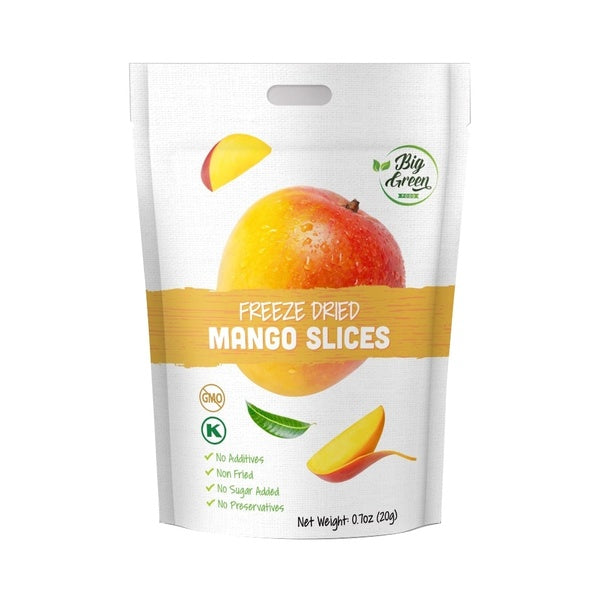 12-PACK OF Big Green Food- Freeze-Dried Mango, 0.7oz, 12 Pack