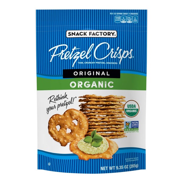 12-PACK OF Pretzel Chip Original Organic Pretzel Crisp 9.35 oz