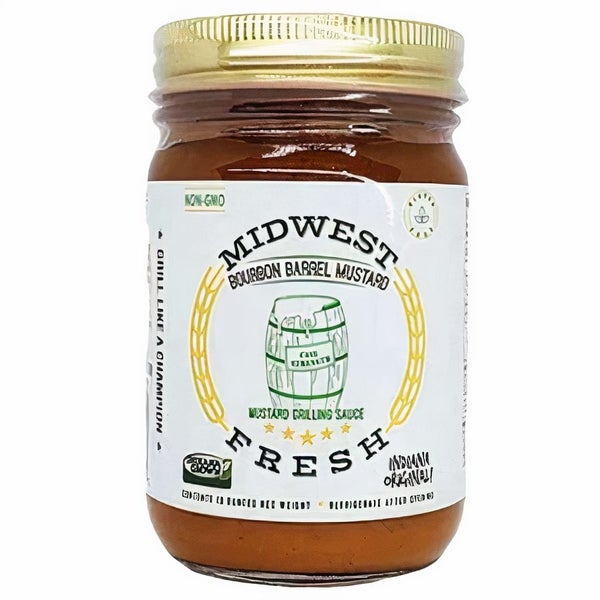 12-PACK OF Condiment Mustard, Bourbon Barrel, Midwest Fresh