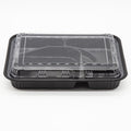 4-PACK OF Container Disp 9.8"x7.6" 5 Compartment Black Bento Sushi Rectangular Container w/ Lid 200Sets