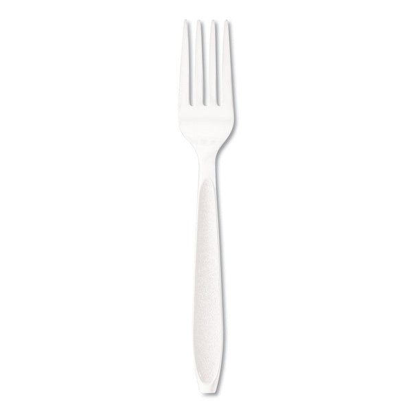 1000-PACK OF SOLO HSWF-0007 Heavy-Duty Full-Length Polystyrene Plastic Forks - White - 1000 Count for Catering and Events