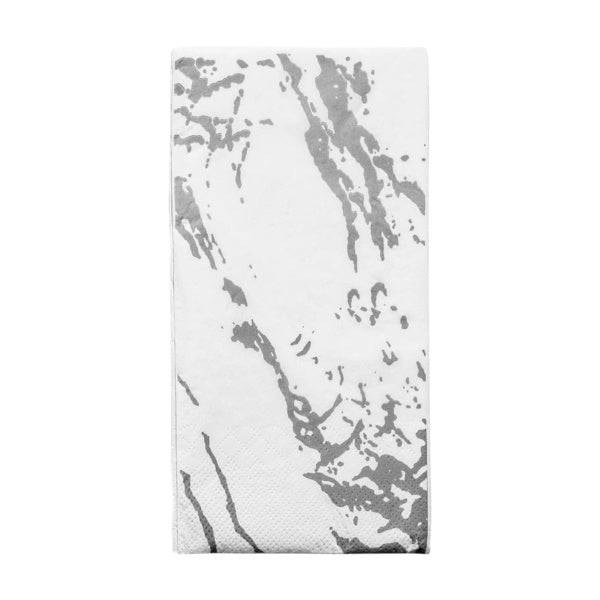 12-PACK OF Napkin Dinner Silver Marble Design