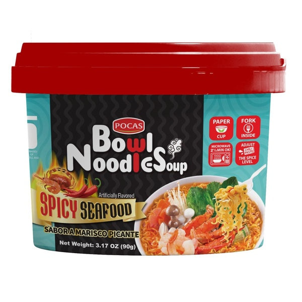 12-PACK OF Bowl Noodle Soup, Spicy Seafood, 12/3.17 oz