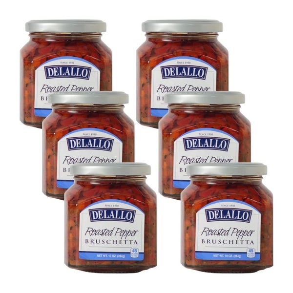 6-PACK OF Bread Bruschetta Roasted Pepper Delallo 10 oz