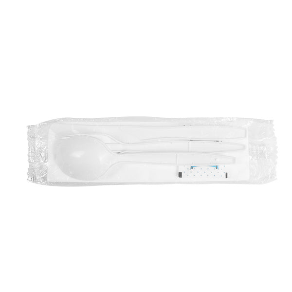 250-PACK OF Kit Cutlery Karat 250 sets PP Plastic Medium-Heavy Weight Cutlery Kits with Salt and Pepper, White