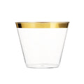 12-PACK OF Cup Plastic 9 oz. Clear with Gold Rim - 240 pcs