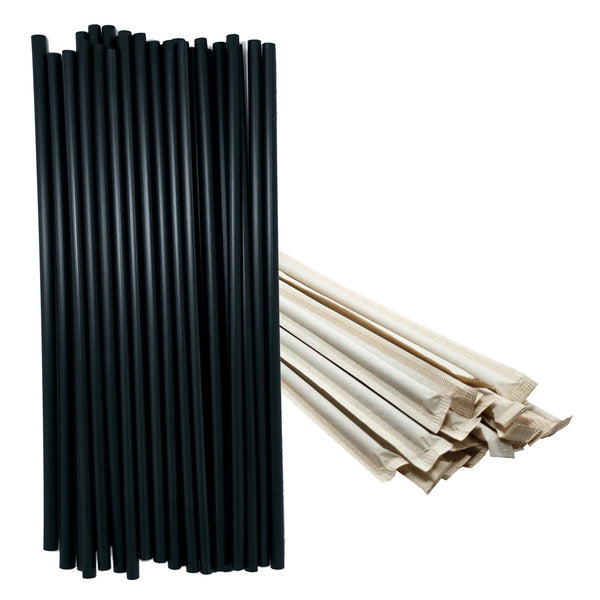 3000-PACK OF Straw wrap BLACK PLA Cornstarch drinking straws 5.5mm x 7.75in 3000