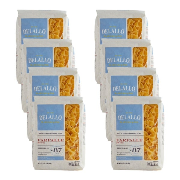8-PACK OF Pasta Farfalle #87 Delallo 16 oz