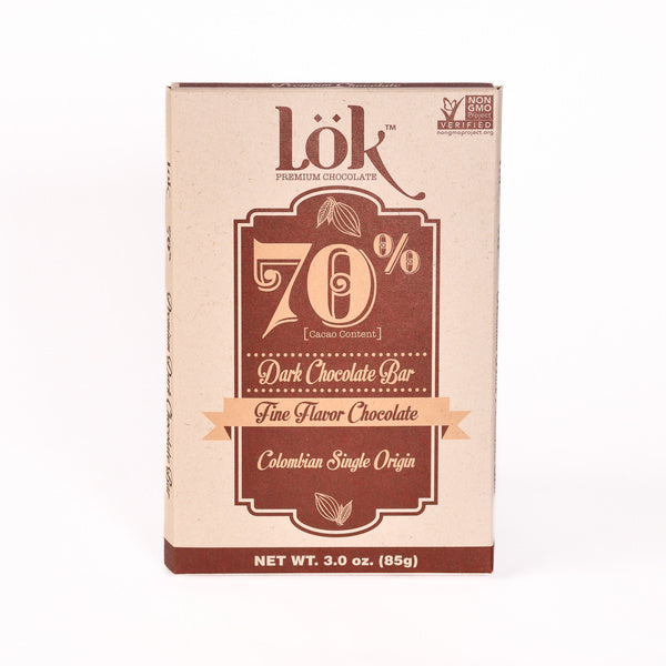 24-PACK OF Chocolate Bar Lok Dark 70% Cacao Colombian Origin