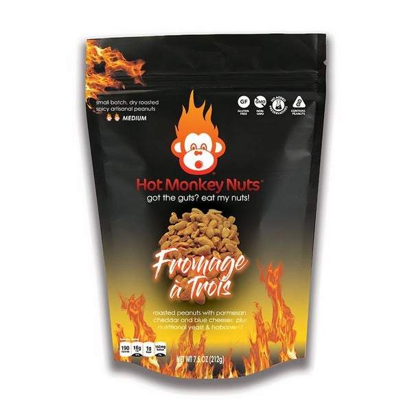 6-PACK OF Peanuts Fromage a Trois, Hot Monkey Nuts