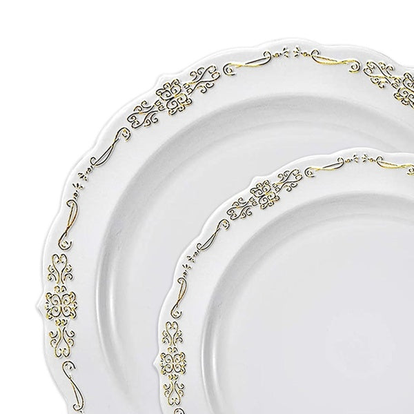 120-PACK OF Plate Set White-Gold Dinnerware
