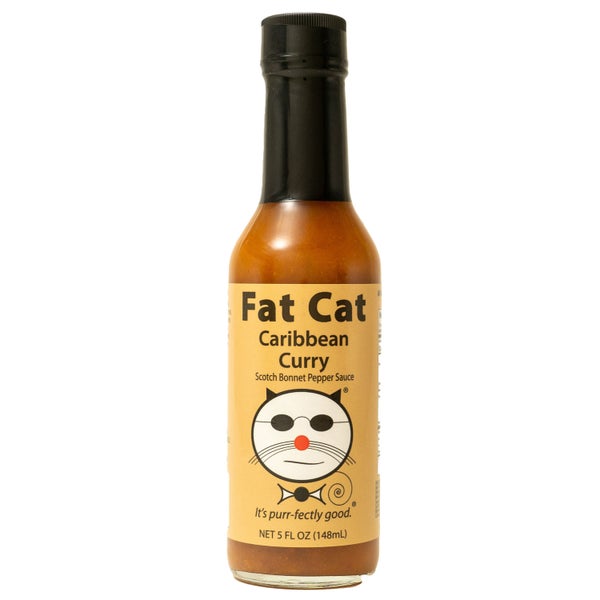 12-PACK OF Sauce Hot, Caribbean Curry Scotch Bonnet Pepper, Fat Cat Gourmet