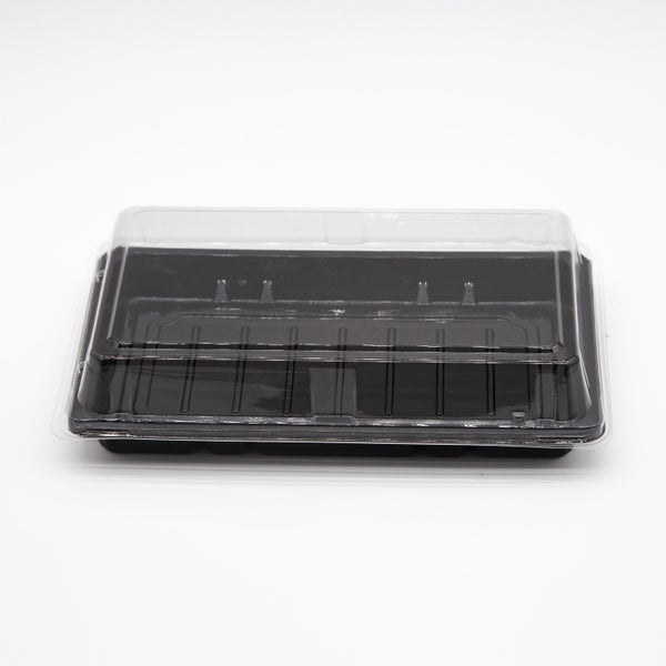 4-PACK OF Heavy Duty Container Disp 8.5x5.3x2 Black Sushi Tray w/ Clear Lid #015 400sets